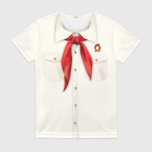 Женская футболка 3D Пионер с галстуком