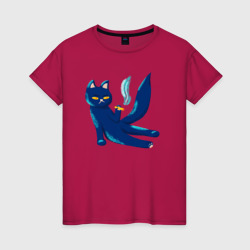 Женская футболка хлопок Уставший кот