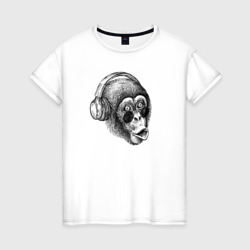 Женская футболка хлопок Обезьяна DJ
