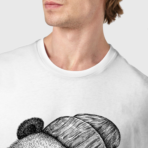Мужская футболка хлопок с принтом Панда хипстер, фото #4