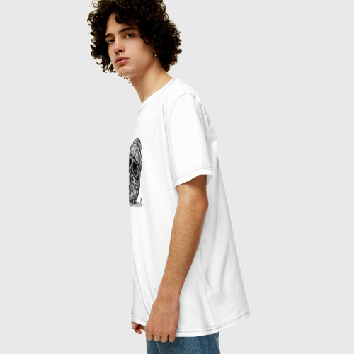 Мужская футболка хлопок Oversize с принтом Сова-хипстер, вид сбоку #3
