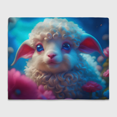 Плед 3D с принтом Очаровательная овечка - нейросеть, вид спереди #2