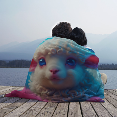Плед 3D с принтом Очаровательная овечка - нейросеть, вид сбоку #3