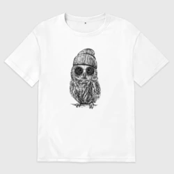 Женская футболка хлопок Oversize Сова на стиле