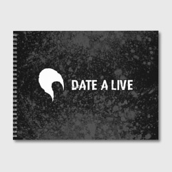 Альбом для рисования Date A Live glitch на темном фоне: надпись и символ
