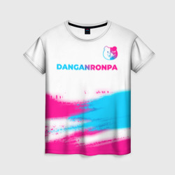 Женская футболка 3D Danganronpa neon gradient style: символ сверху