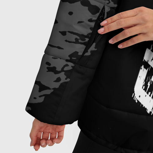 Женская зимняя куртка 3D с принтом Chery speed на темном фоне со следами шин: по-вертикали, фото #4