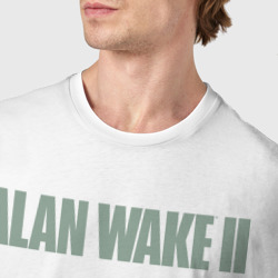 Футболка с принтом Alan Wake 2 logo для женщины, вид на модели спереди №4. Цвет основы: белый