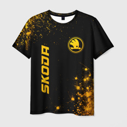 Мужская футболка 3D Skoda - gold gradient: надпись, символ