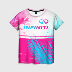 Женская футболка 3D Infiniti neon gradient style: символ сверху
