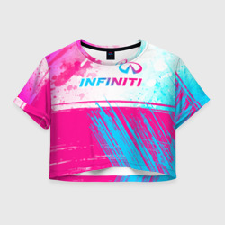 Женская футболка Crop-top 3D Infiniti neon gradient style: символ сверху