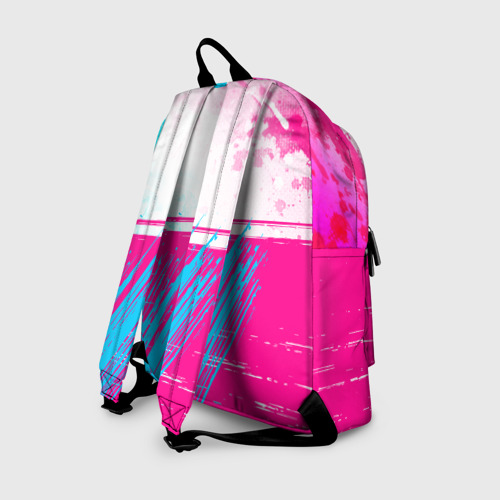 Рюкзак 3D с принтом Infiniti neon gradient style: символ сверху, вид сзади #1