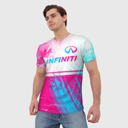 Мужская футболка 3D Infiniti neon gradient style: символ сверху - фото 2