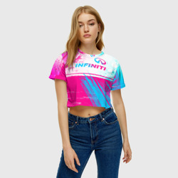 Женская футболка Crop-top 3D Infiniti neon gradient style: символ сверху - фото 2