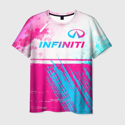 Мужская футболка 3D Infiniti neon gradient style: символ сверху