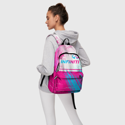 Рюкзак 3D с принтом Infiniti neon gradient style: символ сверху, фото #4