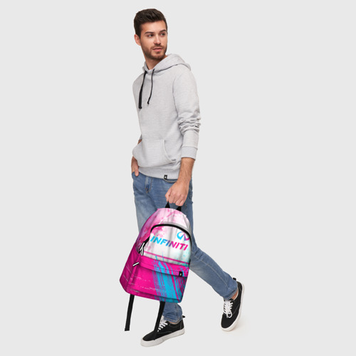 Рюкзак 3D с принтом Infiniti neon gradient style: символ сверху, фото #5