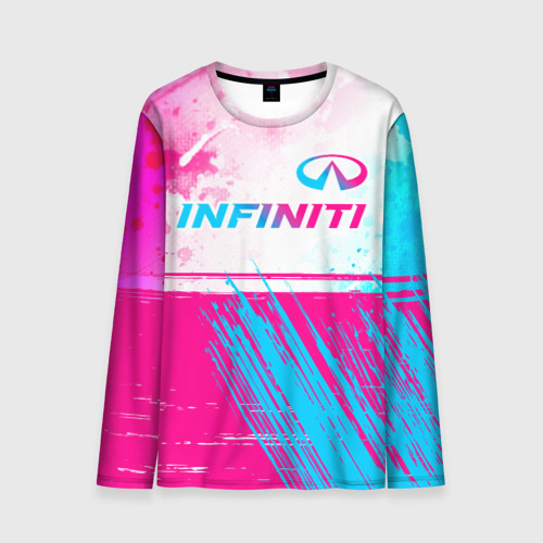 Мужской лонгслив 3D Infiniti neon gradient style: символ сверху, цвет 3D печать