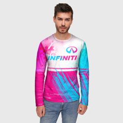 Мужской лонгслив 3D Infiniti neon gradient style: символ сверху - фото 2