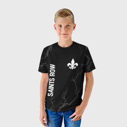 Детская футболка 3D Saints Row glitch на темном фоне: надпись, символ - фото 2