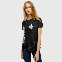 Женская футболка 3D Saints Row glitch на темном фоне: надпись, символ - фото 2