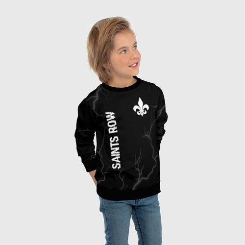 Детский свитшот 3D Saints Row glitch на темном фоне: надпись, символ, цвет 3D печать - фото 5