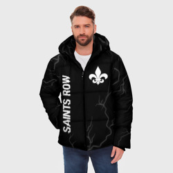 Мужская зимняя куртка 3D Saints Row glitch на темном фоне: надпись, символ - фото 2