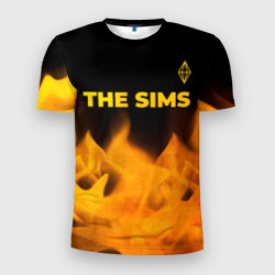 Мужская футболка 3D Slim The Sims - gold gradient: символ сверху