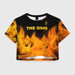 Женская футболка Crop-top 3D The Sims - gold gradient: символ сверху