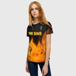 Женская футболка 3D The Sims - gold gradient: символ сверху - фото 2
