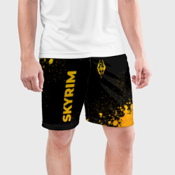Мужские шорты спортивные Skyrim - gold gradient: надпись, символ - фото 2