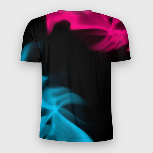 Мужская футболка 3D Slim с принтом Final Fantasy - neon gradient: надпись, символ, вид сзади #1