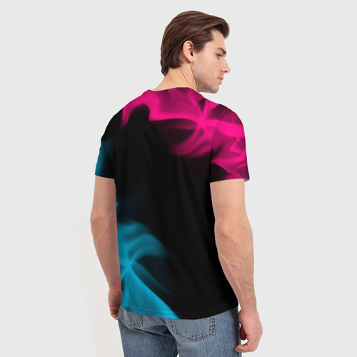 Мужская футболка 3D с принтом Final Fantasy - neon gradient: надпись, символ, вид сзади #2