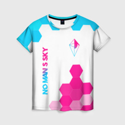 Женская футболка 3D No Man's Sky neon gradient style: надпись, символ