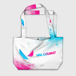 Пляжная сумка 3D Valorant neon gradient style: надпись и символ