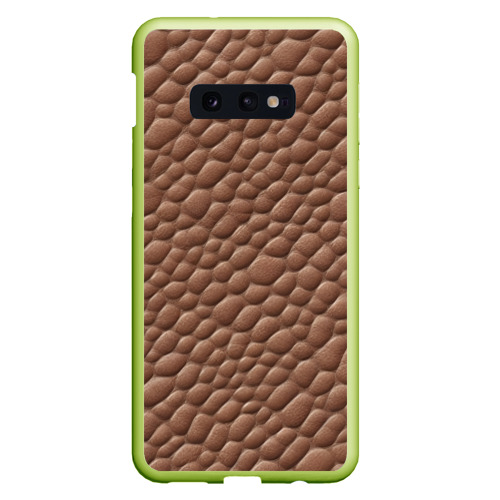 Чехол для Samsung S10E с принтом Коричневая кожа крокодила, вид спереди #2