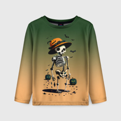 Детский лонгслив 3D Funny skeleton - halloween - neural network