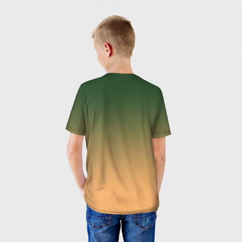 Детская футболка 3D с принтом Funny skeleton - halloween - neural network, вид сзади #2