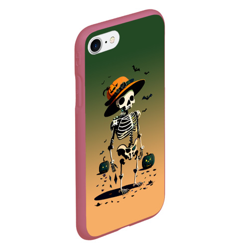 Чехол для iPhone 7/8 матовый с принтом Funny skeleton - halloween - neural network, вид сбоку #3