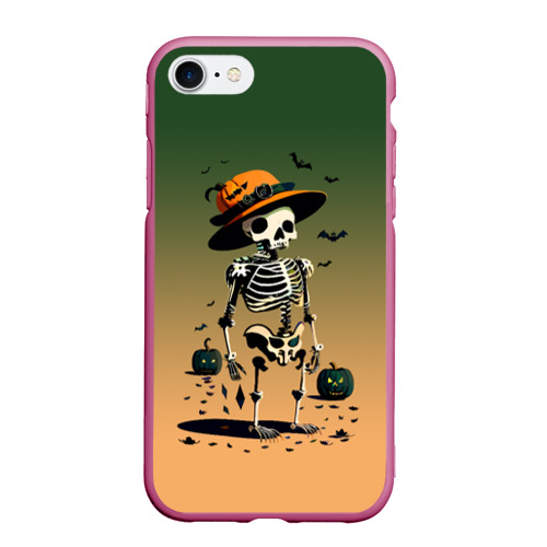Чехол для iPhone 7/8 матовый с принтом Funny skeleton - halloween - neural network, вид спереди #2
