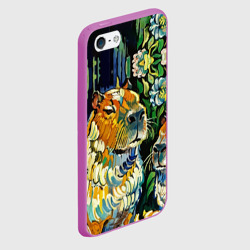 Чехол для iPhone 5/5S матовый Капибара с цветами в стиле Ван Гога - фото 2