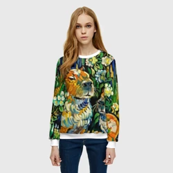 Женский свитшот 3D Капибара с цветами в стиле Ван Гога - фото 2