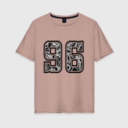 Женская футболка хлопок Oversize Год рождения номер регион 96