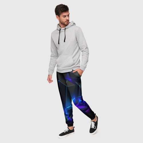 Мужские брюки 3D Неоновые частицы, цвет 3D печать - фото 3