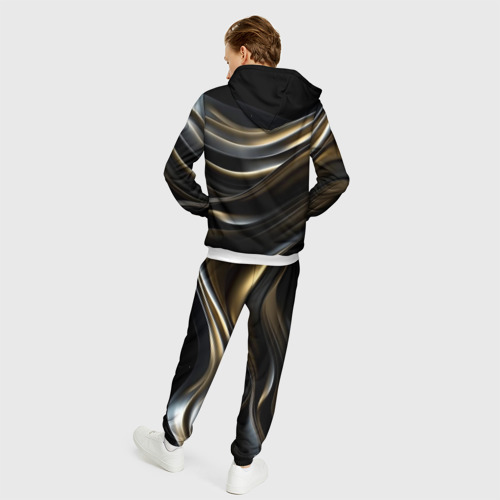 Мужской костюм с толстовкой 3D Чёрно-золотой градиент, цвет белый - фото 4