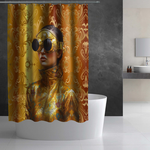 Штора 3D для ванной Футуристический портрет девушки - фото 2
