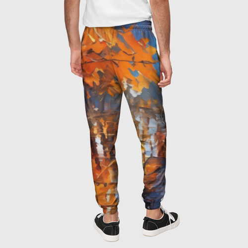 Мужские брюки 3D Осенний город импрессионизм, цвет 3D печать - фото 5