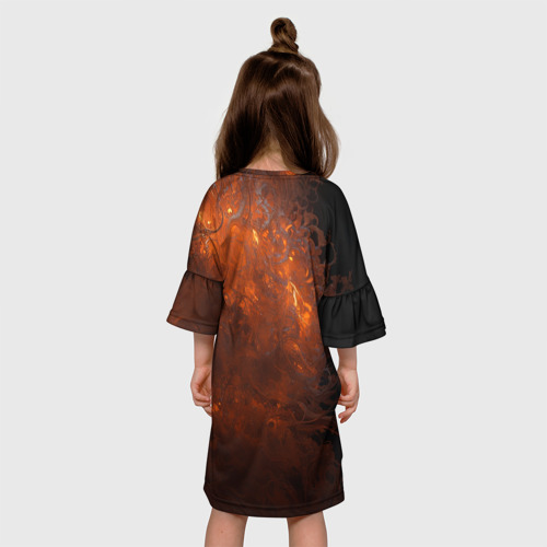 Детское платье 3D с принтом Огненная чародейка, вид сзади #2
