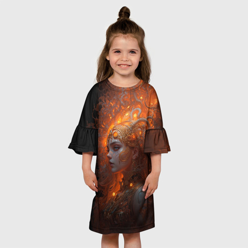 Детское платье 3D с принтом Огненная чародейка, вид сбоку #3