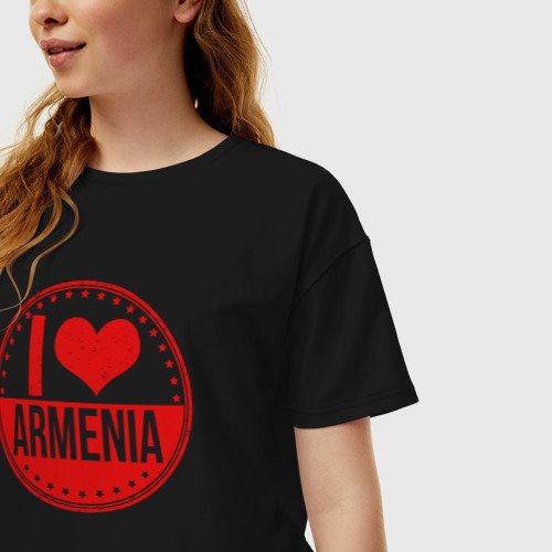 Женская футболка хлопок Oversize Love Armenia, цвет черный - фото 3